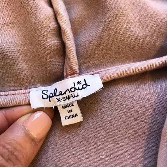 SPLENDID X-Small Pink Adjustable Hoodie W Front Pocket | SPLENDID XS Pullover - Picture 4 of 11
